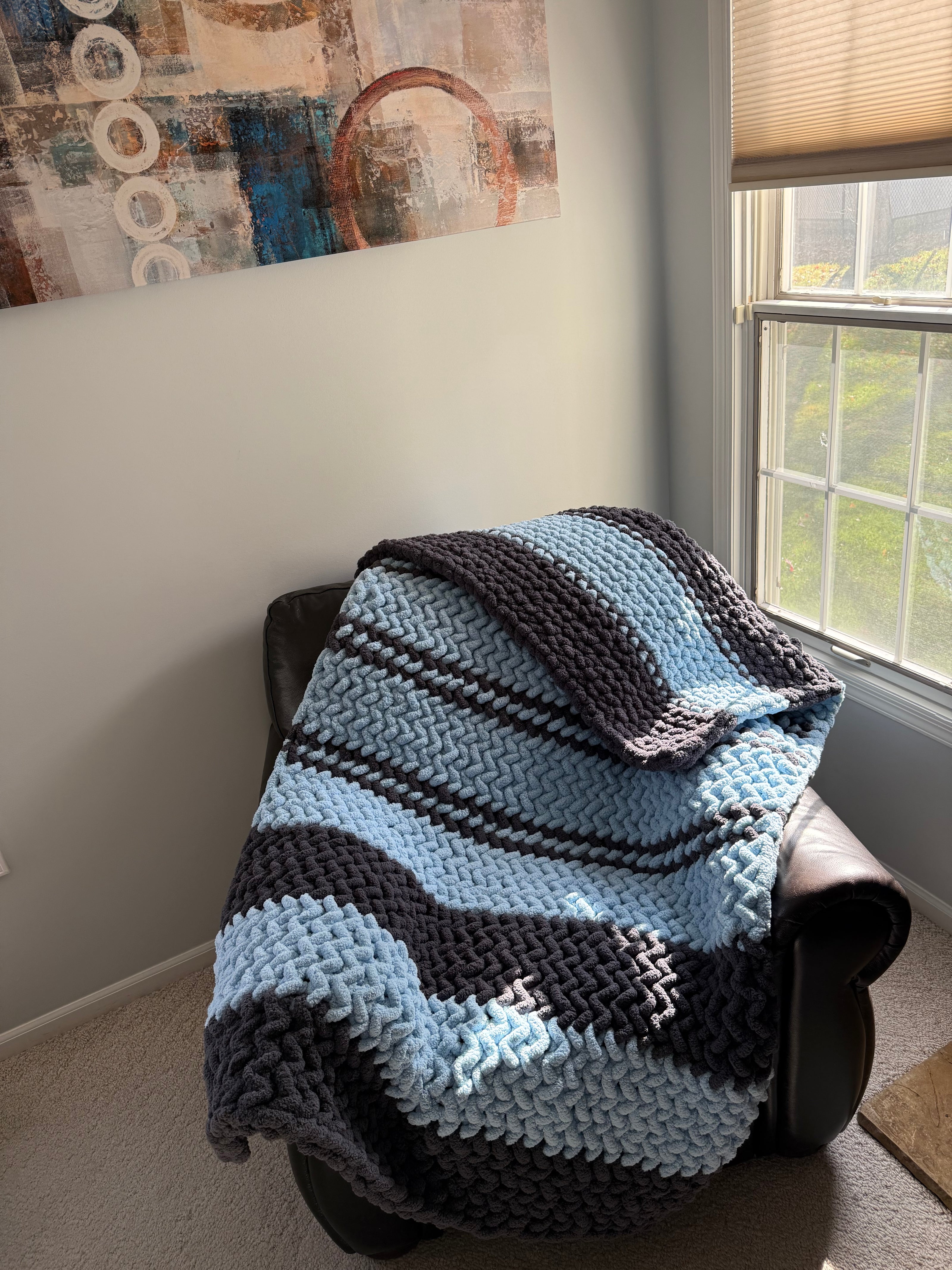 Sky & Stone Chunky Knit Blanket — Handmade Finger Knit Cozy Throw