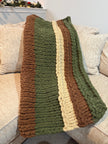 Woodland Harmony Chunky Knit Blanket — Handmade Finger Knit Cozy Throw