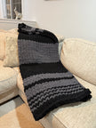 Onyx & Ash Chunky Knit Blanket — Handmade Finger Knit Cozy Throw