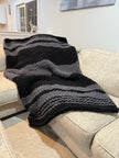 Onyx & Ash Chunky Knit Blanket — Handmade Finger Knit Cozy Throw