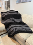Onyx & Ash Chunky Knit Blanket — Handmade Finger Knit Cozy Throw