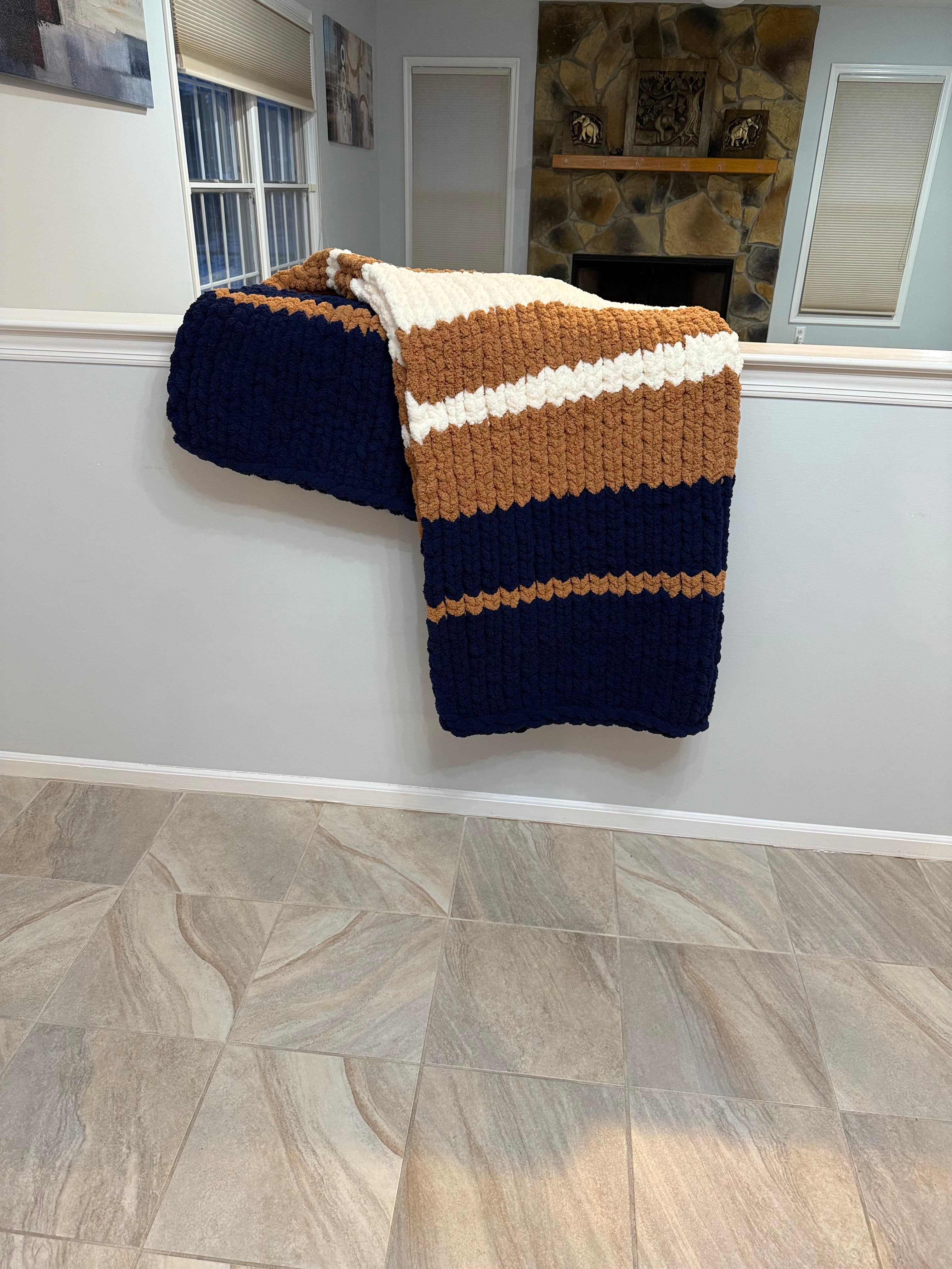 Harbor & Honey Chunky Knit Blanket — Handmade Finger Knit Cozy Throw