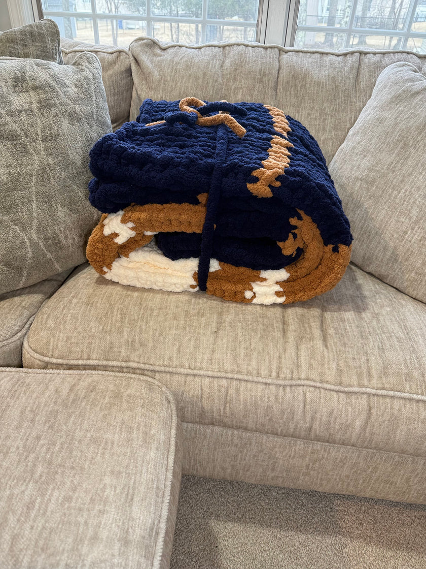 Harbor & Honey Chunky Knit Blanket — Handmade Finger Knit Cozy Throw