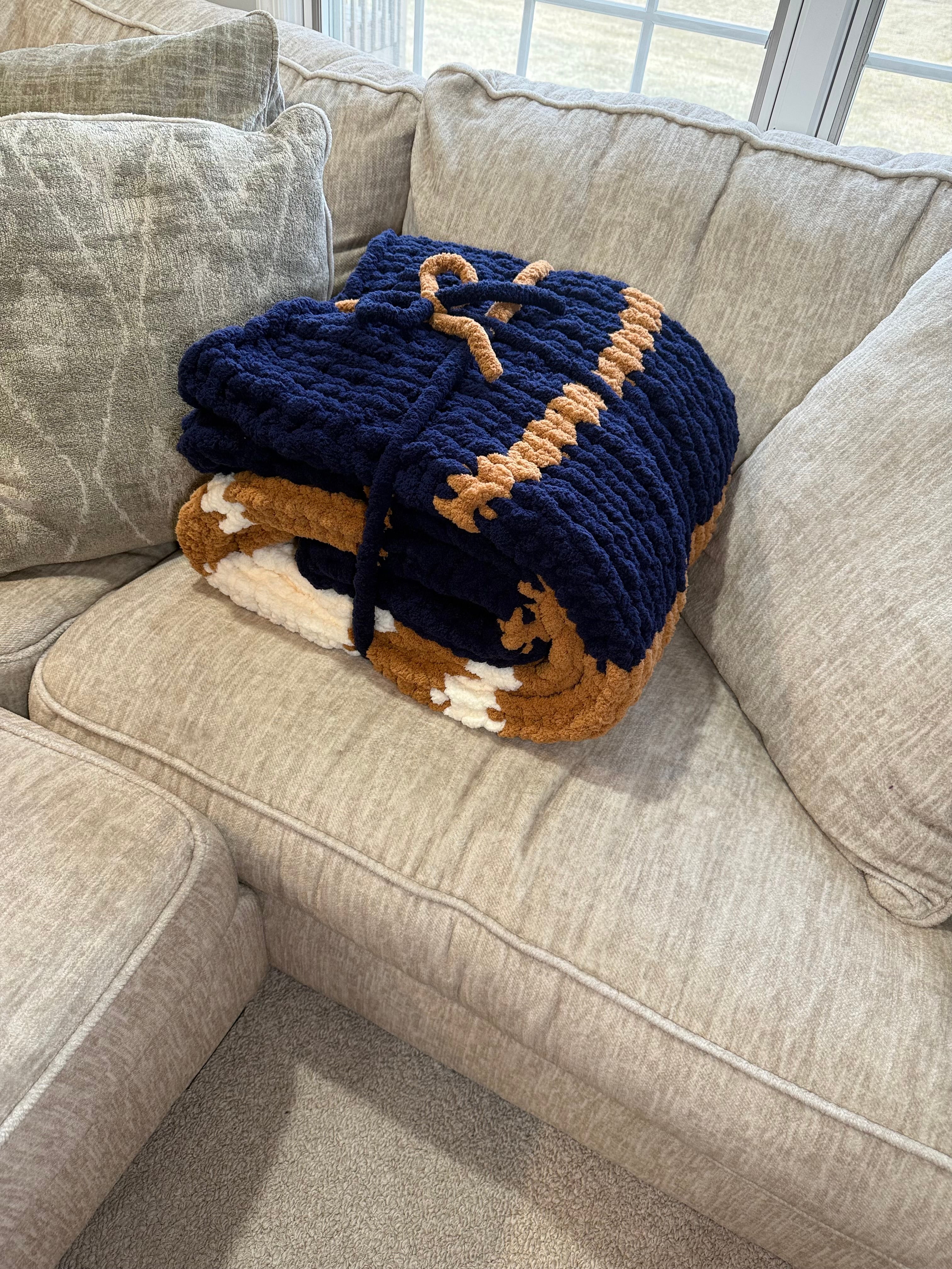 Harbor & Honey Chunky Knit Blanket — Handmade Finger Knit Cozy Throw