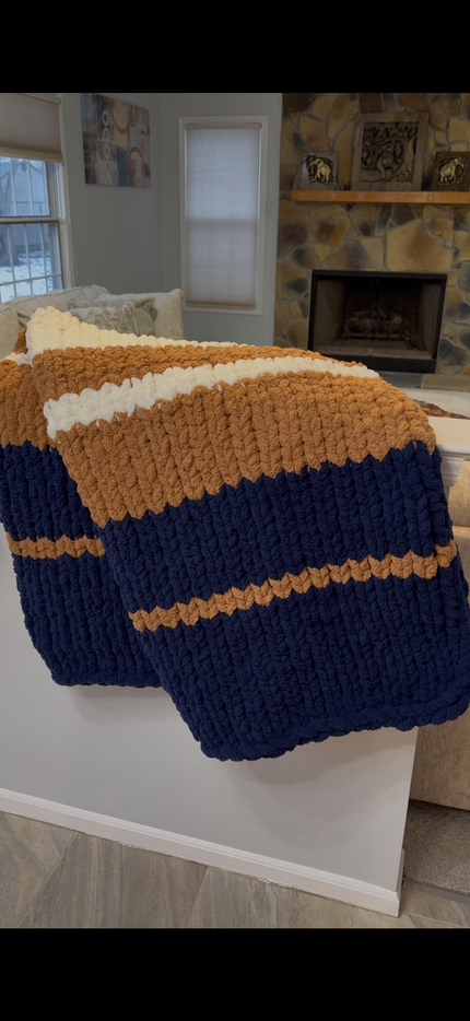 Harbor & Honey Chunky Knit Blanket — Handmade Finger Knit Cozy Throw