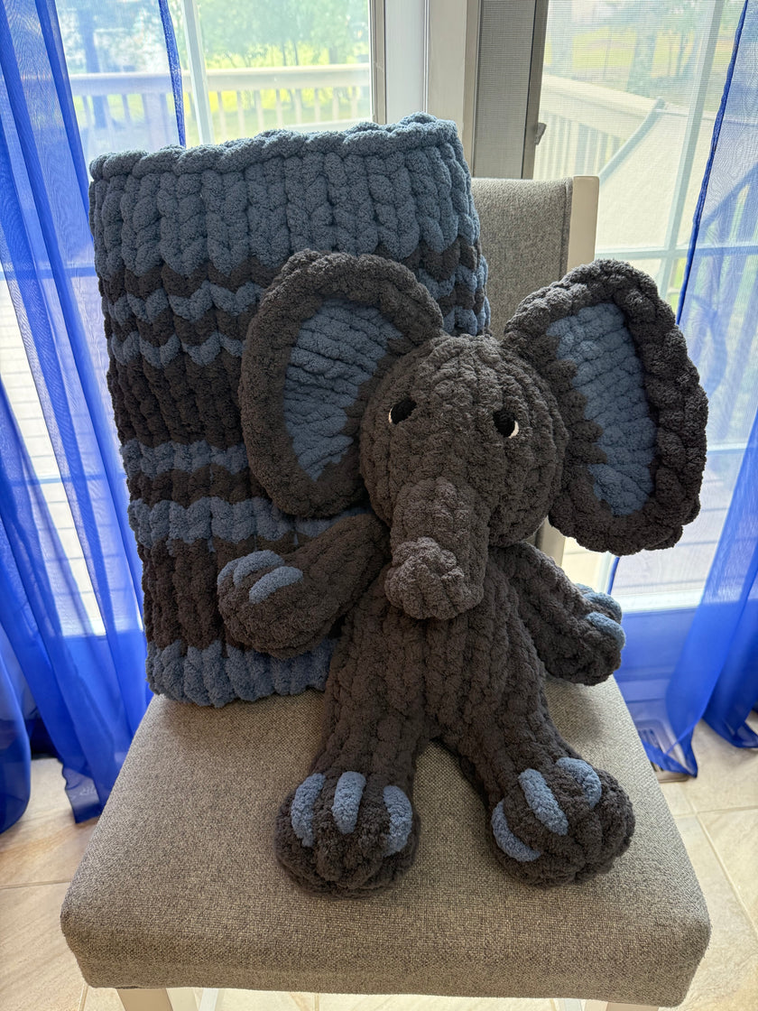 Elephant Plushie and Baby Blanket Set