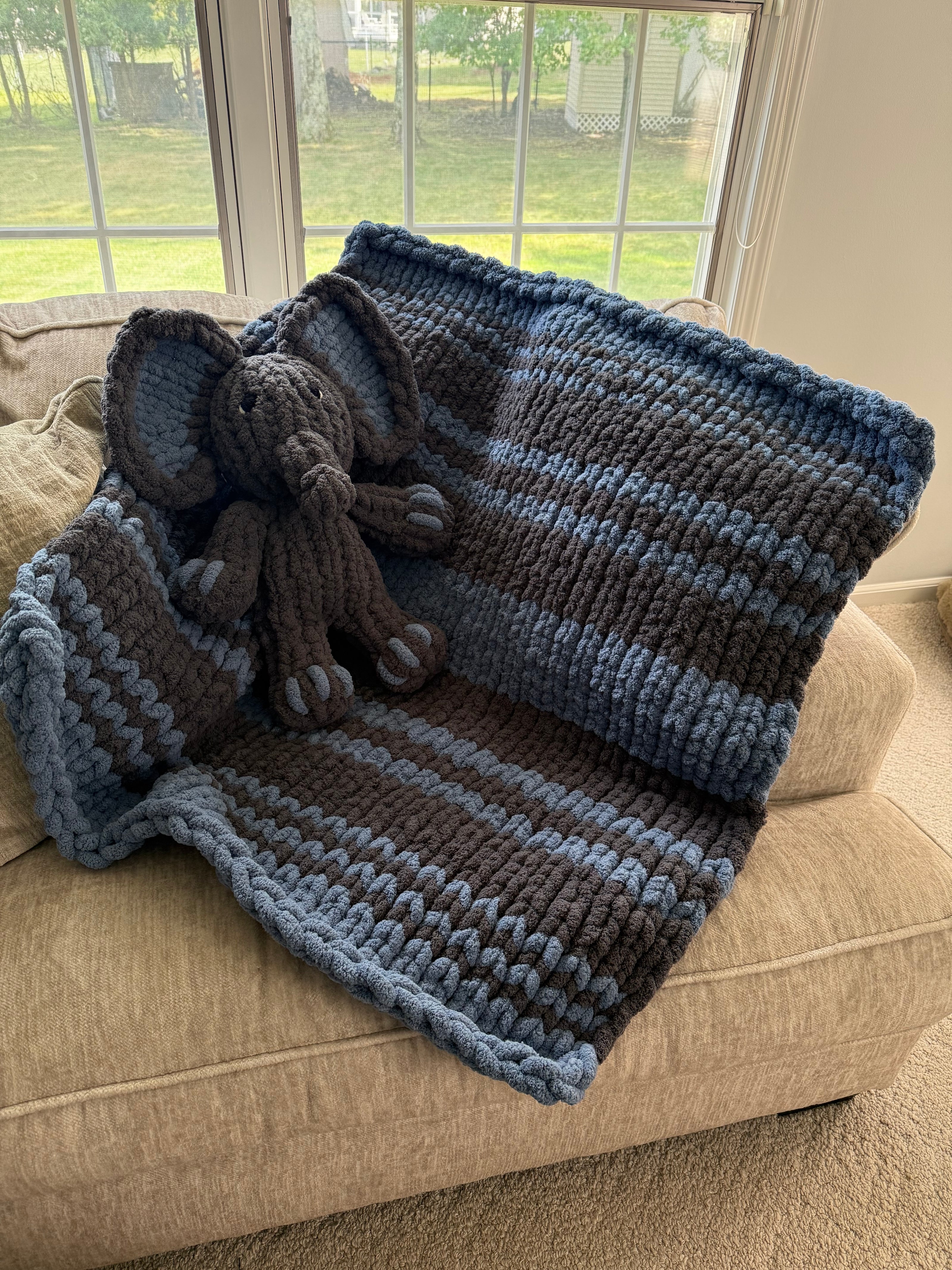 Elephant Plushie and Baby Blanket Set