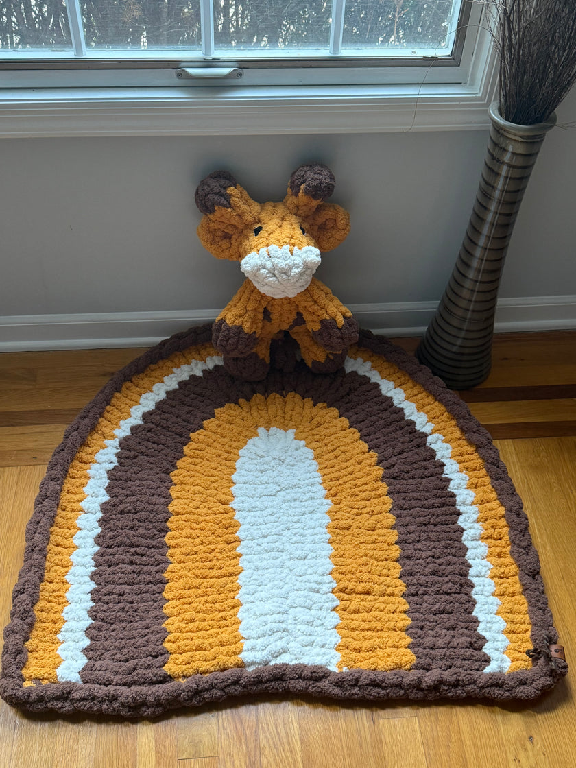 Baby Giraffe Plushie and Blanket Play-Mat Set